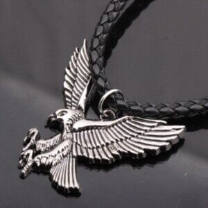 Eagle Pendant Necklace Leather Cord